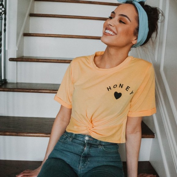 Tops - Yellow Short Sleeve Twist Hem Tee